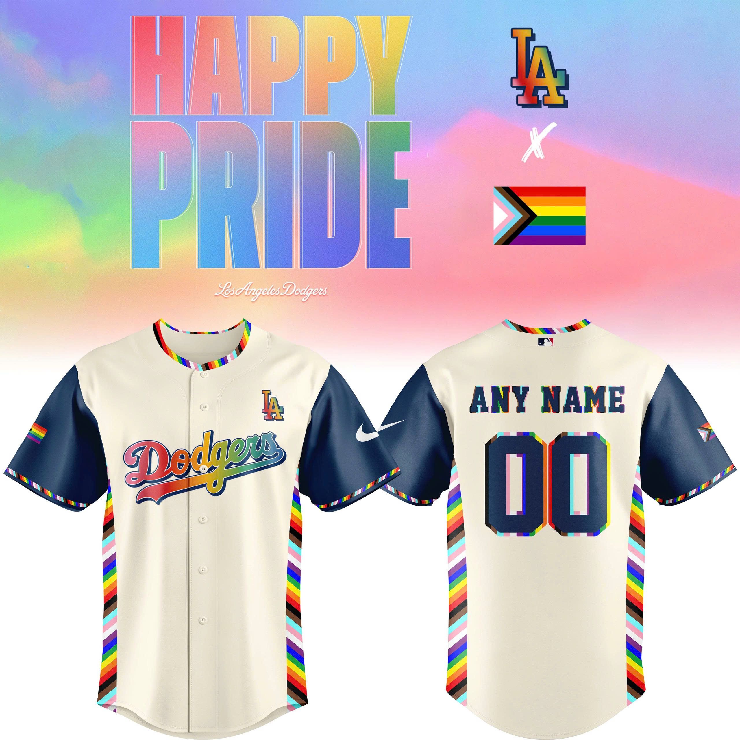LA Dodgers Pride Jersey Custom Name Number 