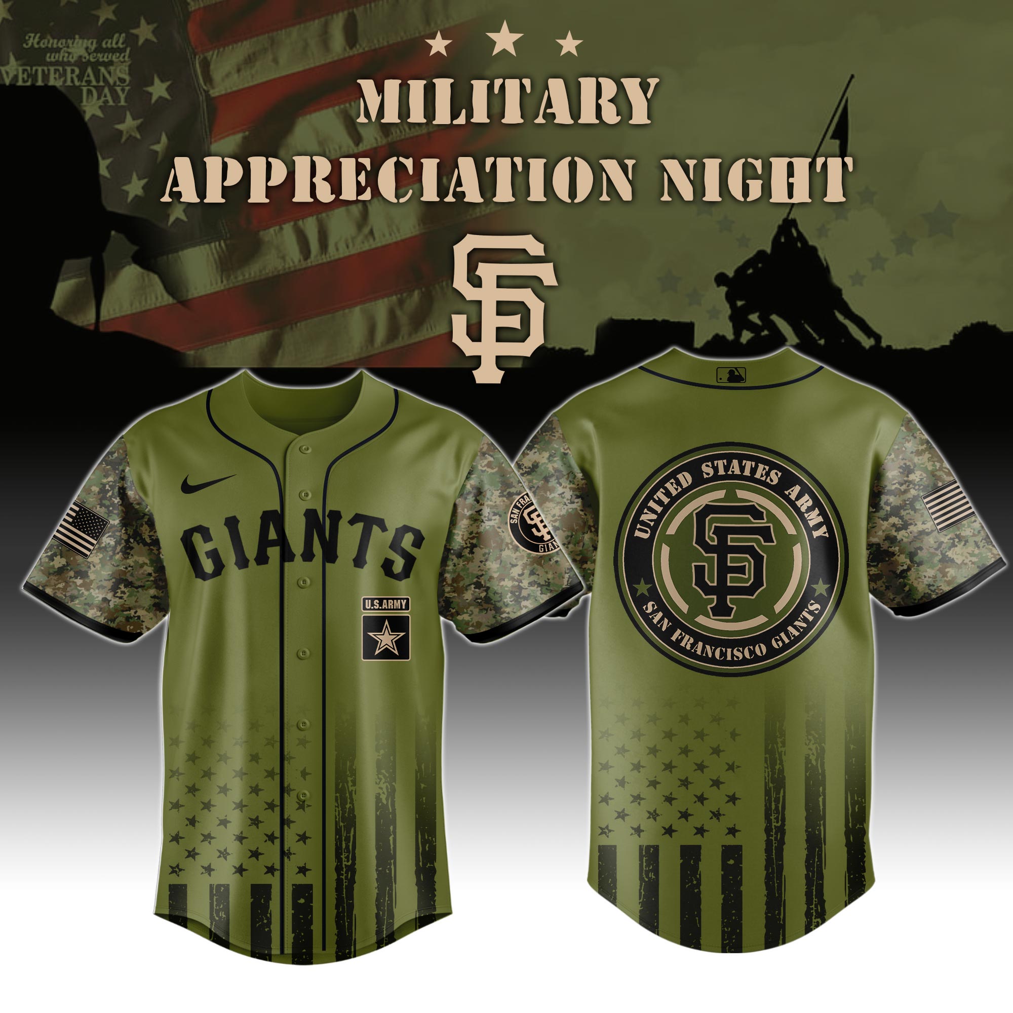 San Francisco Giants Army Military Appreciation Night Jersey 