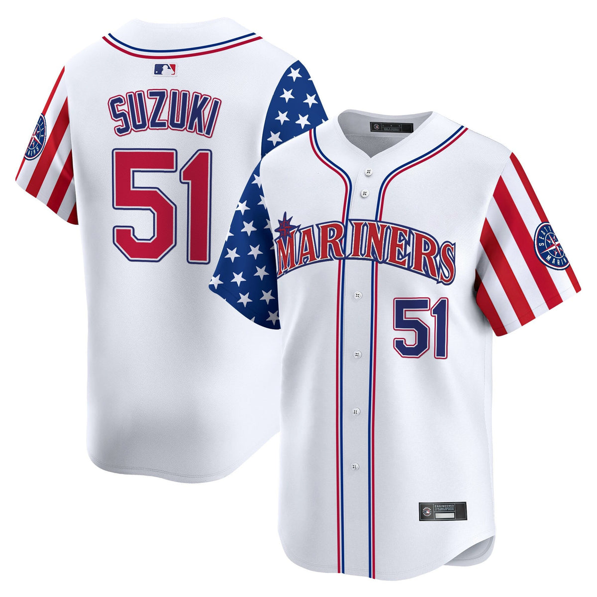 Men's Seattle Mariners 2025 Independence Day Vapor Premier Limited Jersey - All Stitched