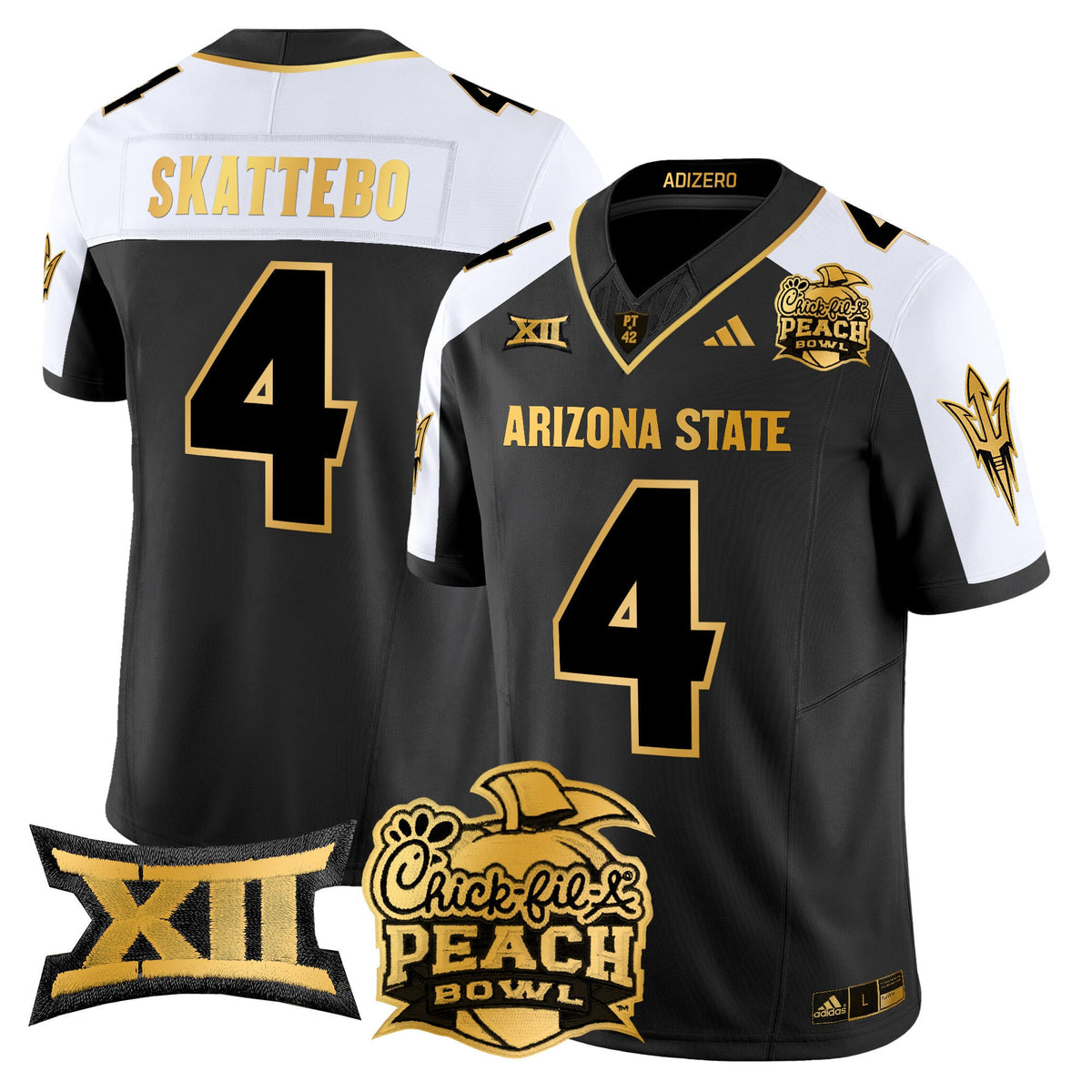 Men's Arizona State Sun Devils 2025 Peach Bowl Gold Vapor Limited Jersey V2 - All Stitched