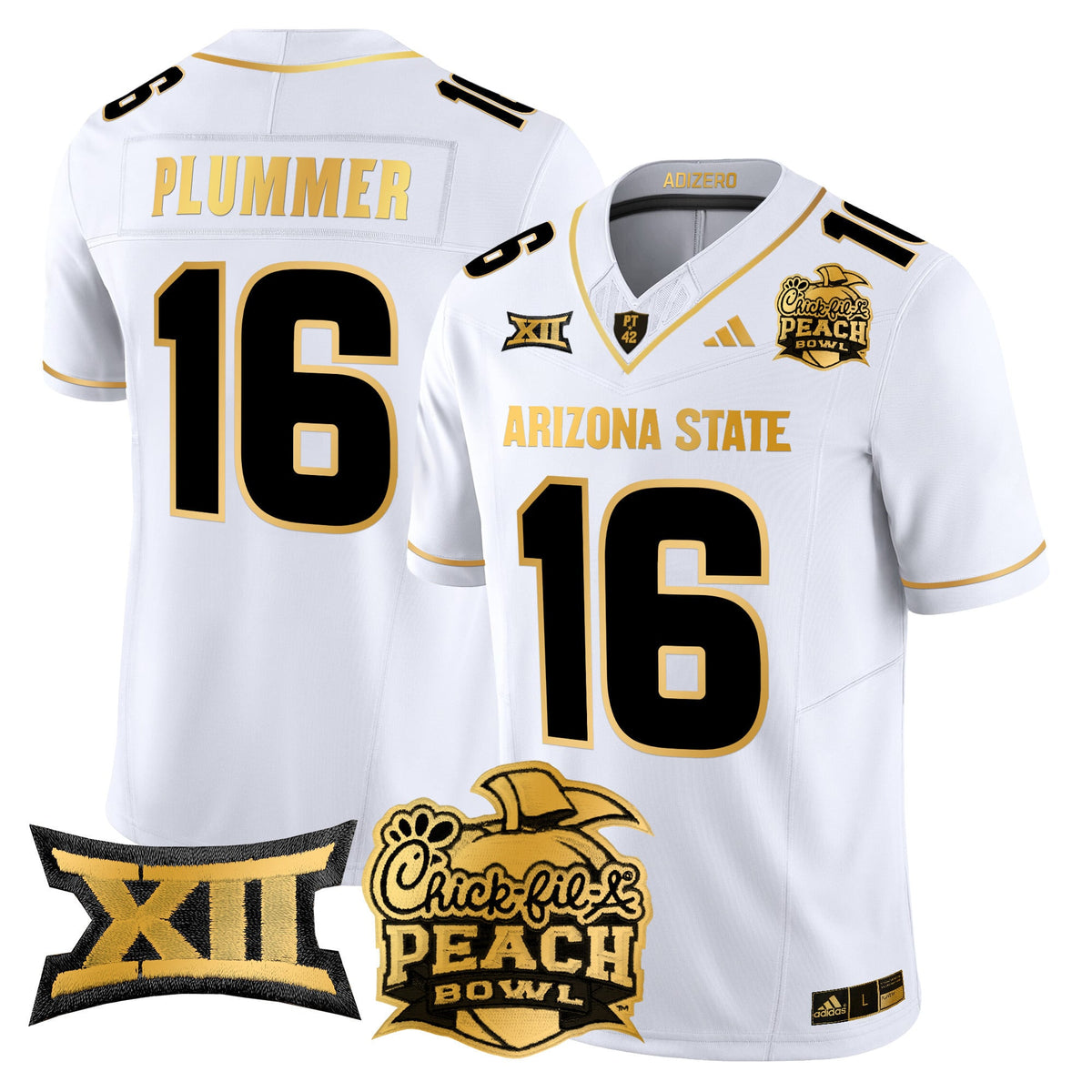 Men's Arizona State Sun Devils 2025 Peach Bowl Gold Vapor Limited Jersey V2 - All Stitched