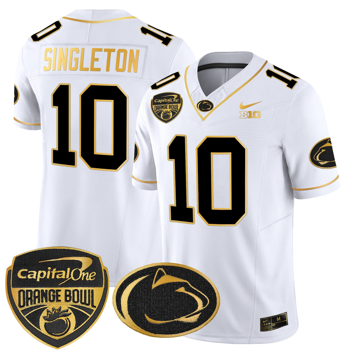 Men's Penn State Nittany Lions Orange Bowl Patch Gold Vapor Limited Jersey V2 - All Stitched