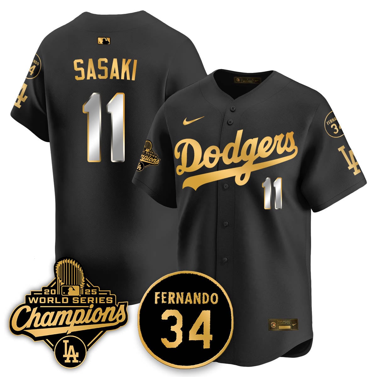 Los Angeles Dodgers 2025 World Series Champions Jersey - All Stitched