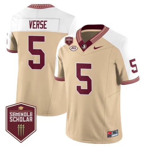 Menâ€™s Florida State Seminoles Football Vapor Gold Jersey â€“ Seminole Scholar â€“ All Stitched