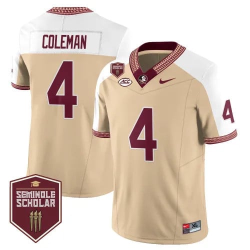 Menâ€™s Florida State Seminoles Football Vapor Gold Jersey â€“ Seminole Scholar â€“ All Stitched