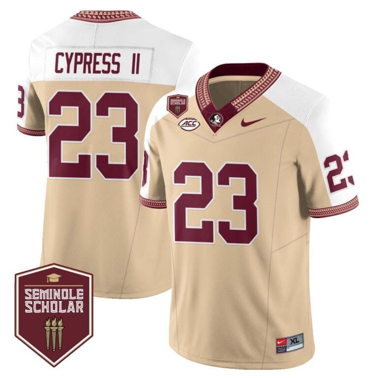 Menâ€™s Florida State Seminoles Football Vapor Gold Jersey â€“ Seminole Scholar â€“ All Stitched