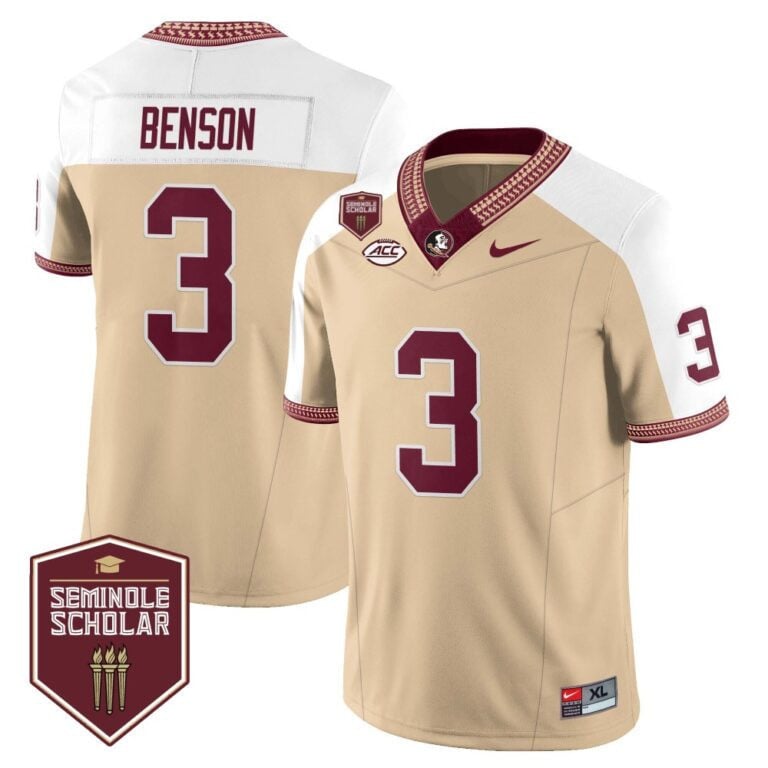 Menâ€™s Florida State Seminoles Football Vapor Gold Jersey â€“ Seminole Scholar â€“ All Stitched