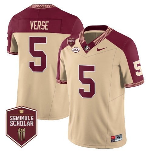 Menâ€™s Florida State Seminoles Football Vapor Gold Jersey â€“ Seminole Scholar â€“ All Stitched