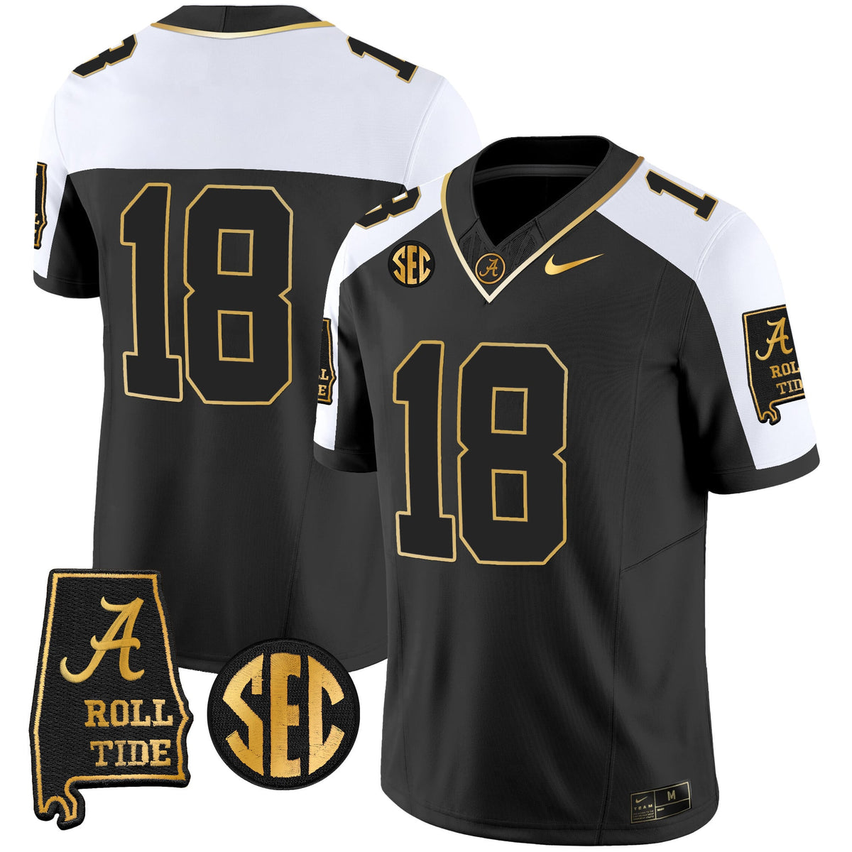 Men's Alabama Crimson Tide Vapor Gold Jersey V3 - Alabama Map - All Stitched