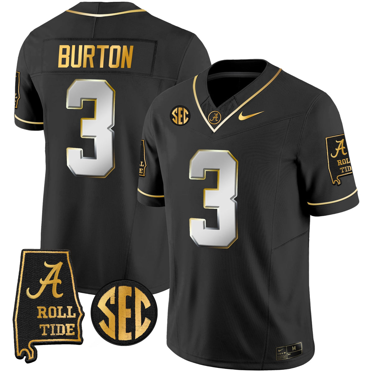 Men's Alabama Crimson Tide Vapor Gold Jersey V3 - Alabama Map - All Stitched
