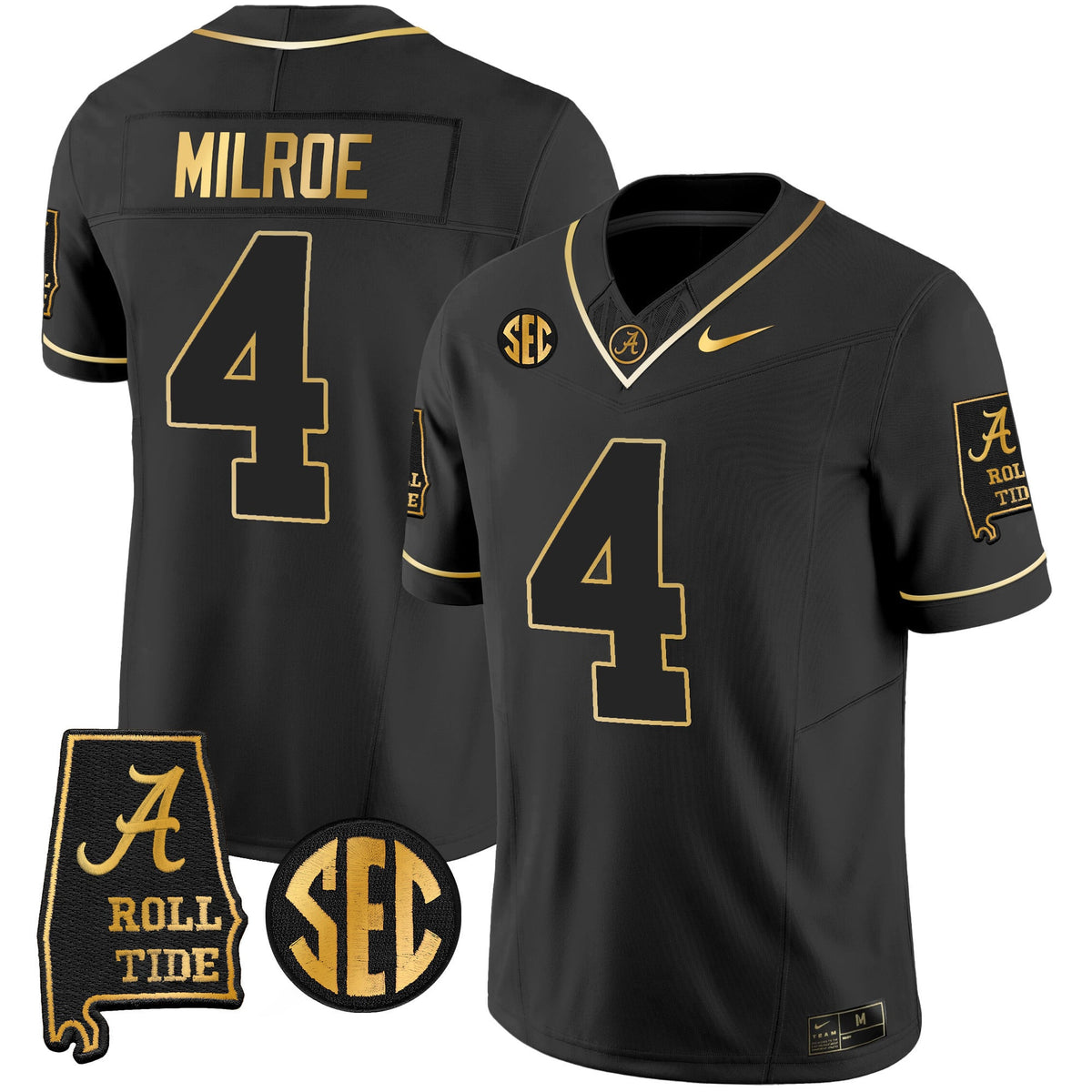 Men's Alabama Crimson Tide Vapor Gold Jersey V3 - Alabama Map - All Stitched