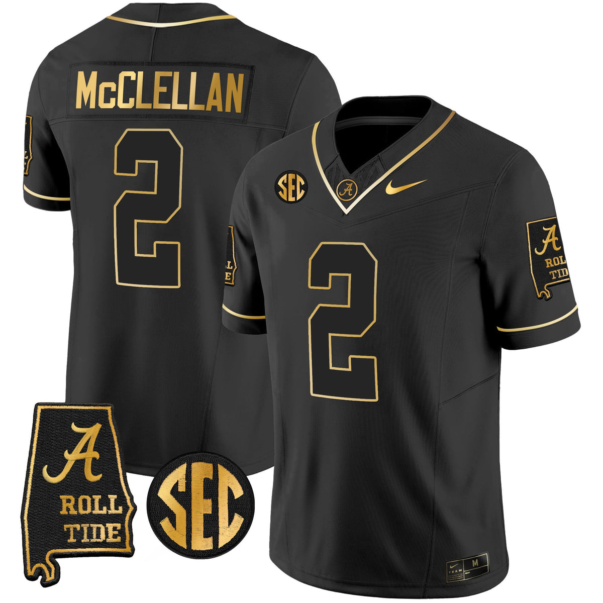 Men's Alabama Crimson Tide Vapor Gold Jersey V3 - Alabama Map - All Stitched