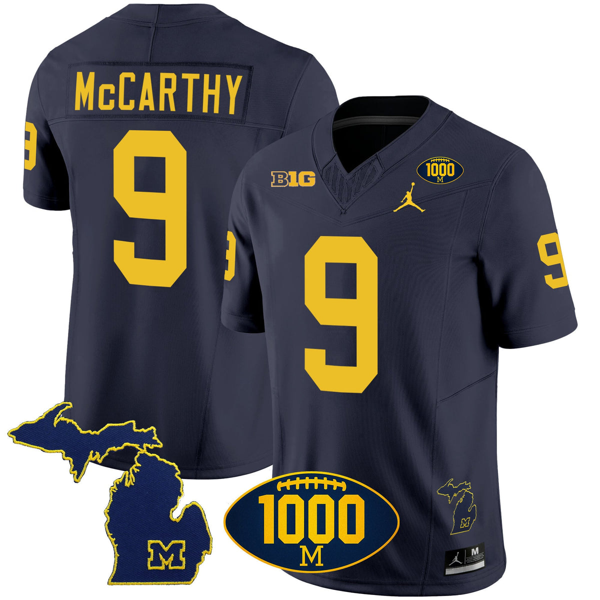 Men's Michigan Wolverines 1000 Wins Patch Vapor Jersey V3 - All Stitched
