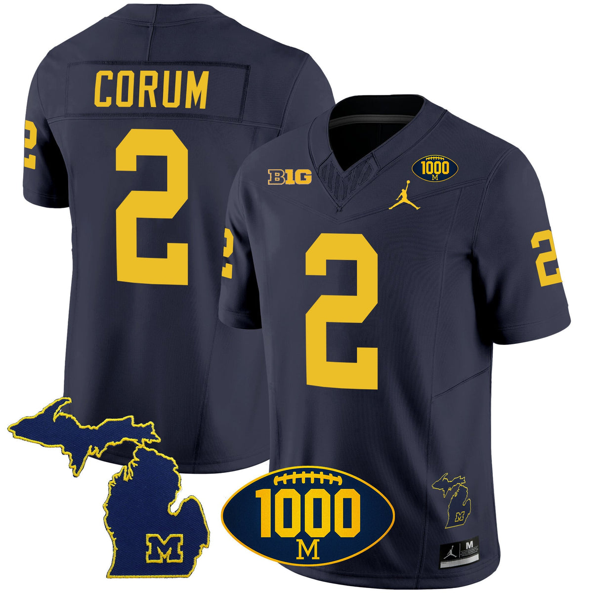 Men's Michigan Wolverines 1000 Wins Patch Vapor Jersey V3 - All Stitched